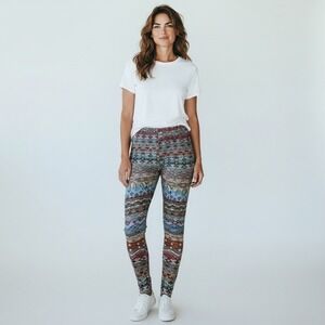 No Boundaries Women Medium (7-9) Fall Multicolor Geometric Patterned Leggings